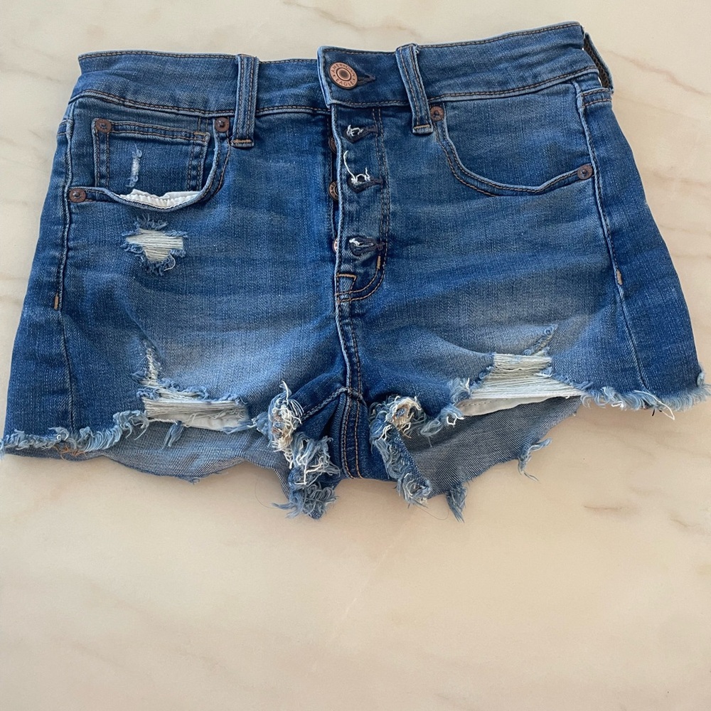 Lot of American Eagle Outfitters Blue Jean Shorts Distressed Cut-Off